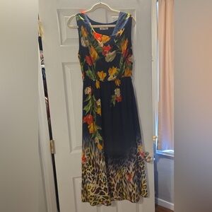 Navy Blue and Floral Sundress Maxi